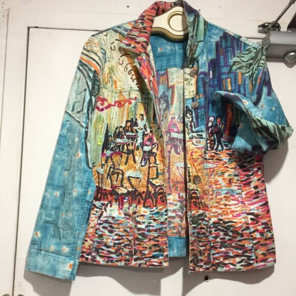 ATTITUDE PRINT JEANS JACKETS SIZE S - Picture 10 of 13